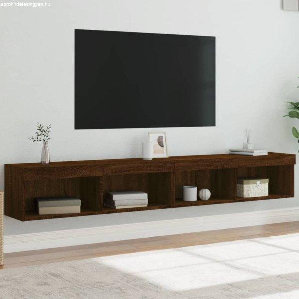 2 db barna tölgy színű TV-szekrény LED-ekkel 100x30x30 cm