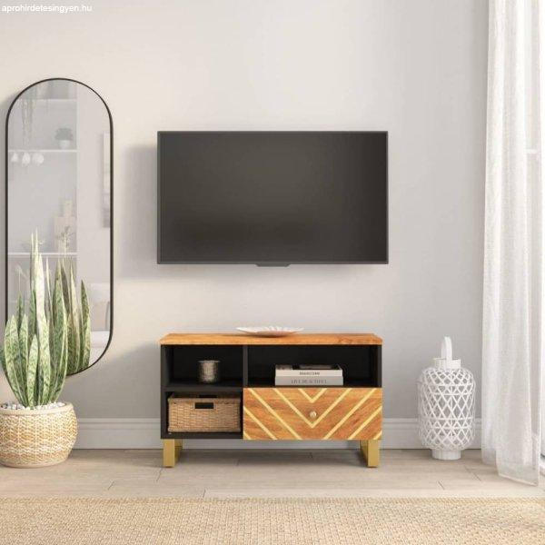 Barna és barna tömör mangófa TV-szekrény 80x33,5x46 cm