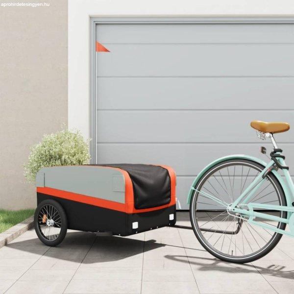 Fekete-narancssárga vas kerékpár utánfutó 45 kg