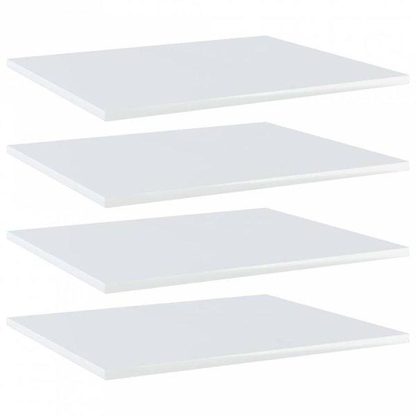 4 db magasfényű fehér forgácslap könyvespolc 60 x 50 x 1,5 cm