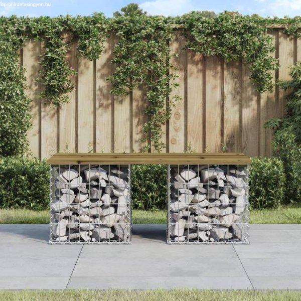 Impregnált fenyőfa gabion kerti pad 103 x 44 x 42 cm