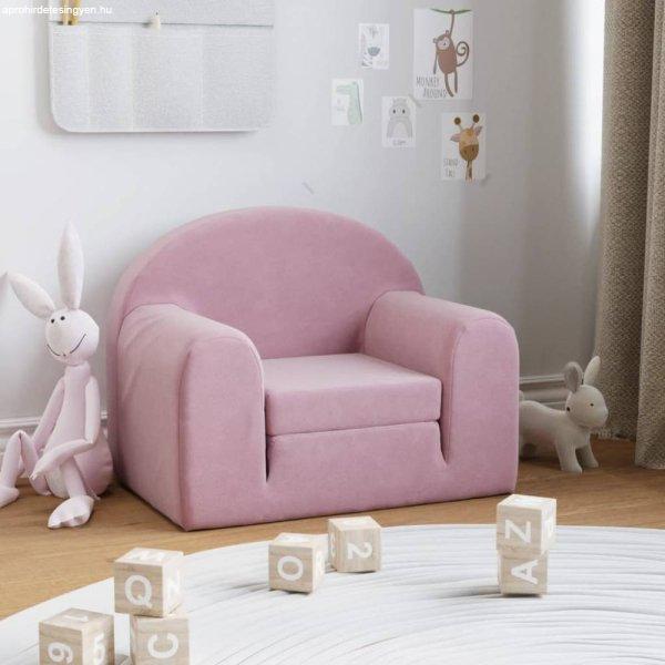 Rózsaszín puha plüss gyerek kanapéágy