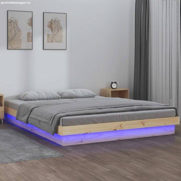 Tömör fa ágykeret LED-ekkel 160 x 200 cm