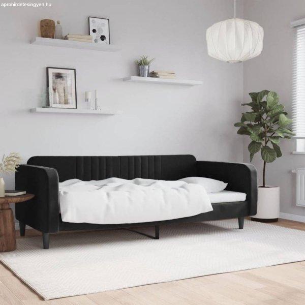 Fekete bársony kanapéágy 90 x 190 cm