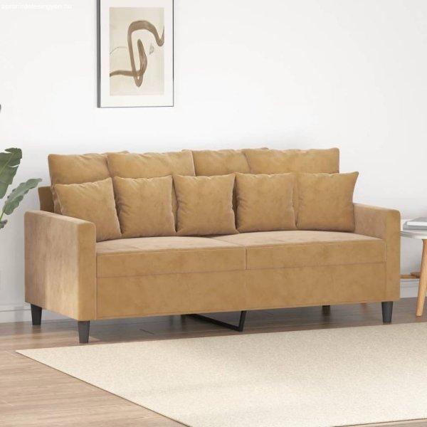 Kétszemélyes barna bársony kanapé 140 cm