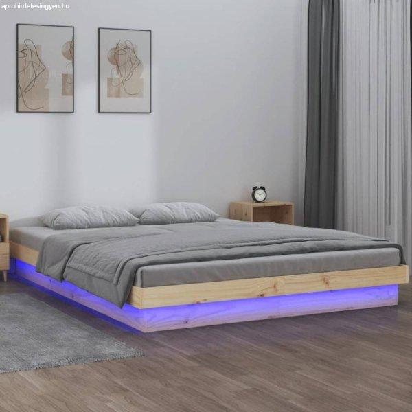 Tömör fa ágykeret LED-világítással 140x190 cm