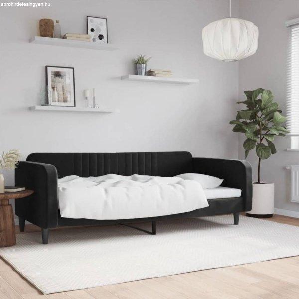 Fekete bársony kanapéágy 100 x 200 cm