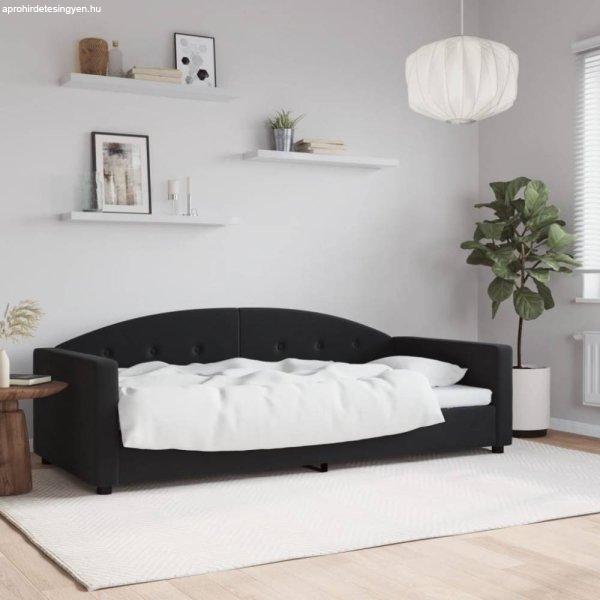 Fekete bársony kanapéágy 90 x 190 cm
