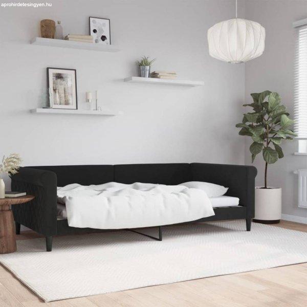 Fekete bársony kanapéágy 100 x 200 cm