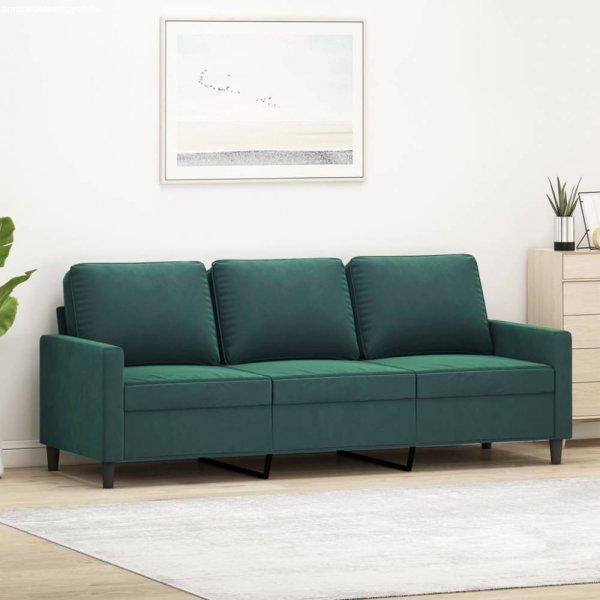 3 személyes sötétszöld bársony kanapé 180 cm
