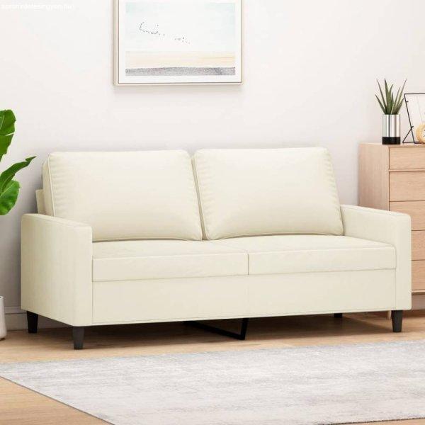 Kétszemélyes krémszínű bársony kanapé 140 cm