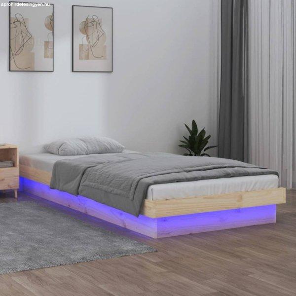 Tömör fa ágykeret LED-világítással 90 x 200 cm