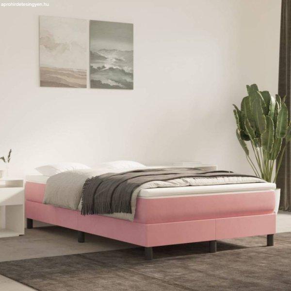 Rózsaszín bársony rugós ágy matraccal 120 x 200 cm
