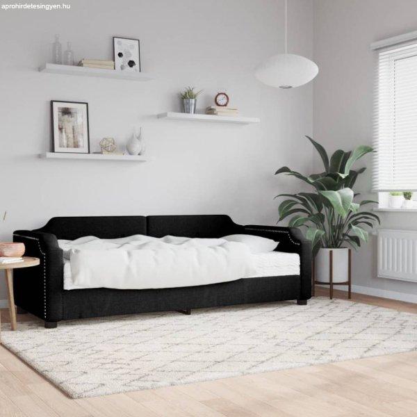 Fekete szövet kanapéágy matraccal 80 x 200 cm