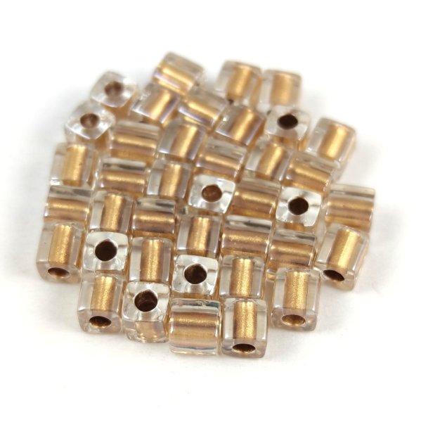 Miyuki kocka gyöngy - 0234 - Gold Lined Crystal - 4mm