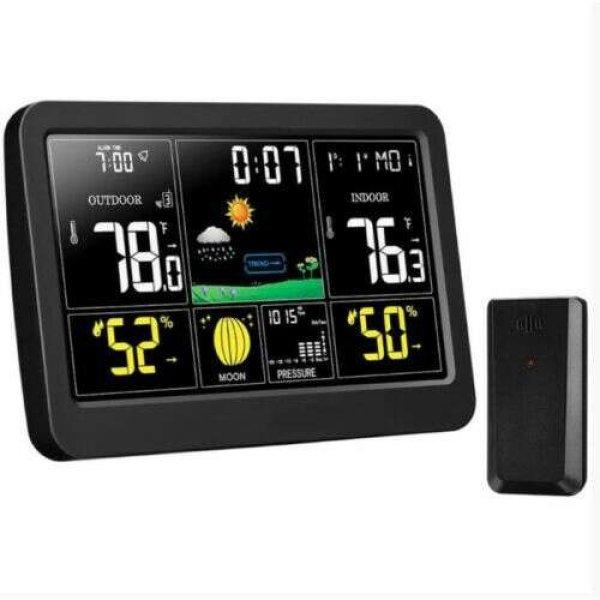 Színes LCD Kijelzős Ébresztőóra és Meteorológiai Állomás Külső
Jeladóval EWT8295