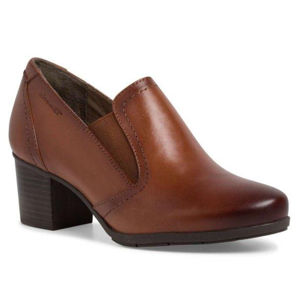 Tamaris Comfort női barna bőr cipő 84400-41-328 trottör sarokkal 07188