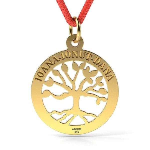Sárgaarany medál egyedi Tree of Life húzózsinórral