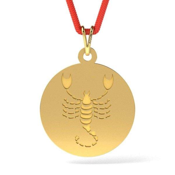 Sárga arany medál Scorpion zsinórral