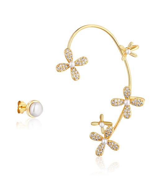 JwL Luxury Pearls Luxus aranyozott aszimmetrikus fülbevaló
gyöngyökkel és cirkónium kövekkel - bal füllyukba
JL0776
