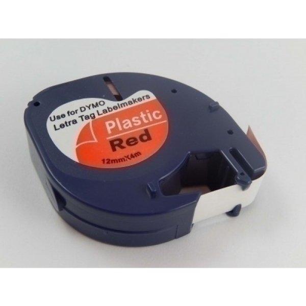 Dymo LT 91203 12mm * 7m piros alapon fekete LetraTag utángyártott poliészter
feliratozószalag kazetta