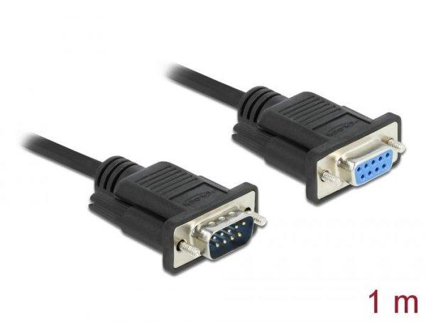 DeLock Serial Cable RS-232 D-Sub9 male to female with narrow plug housing 1m