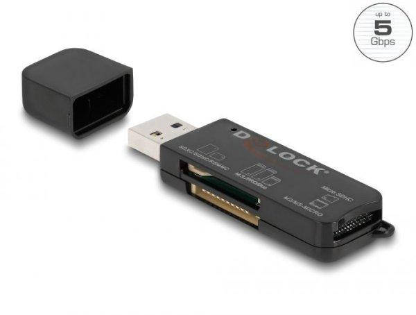 DeLock SuperSpeed USB Card Reader for SD / Micro SD / MS memory cards Black