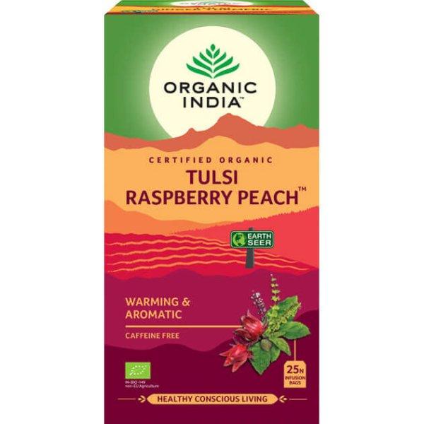 Tulsi RASPBERRY PEACH Málna Őszibarack, filteres bio tea, 25 filter - Organic
India