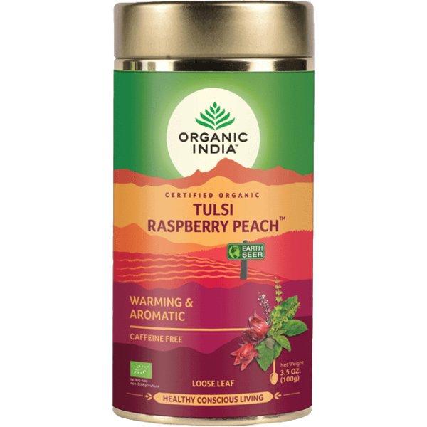 Tulsi RASPBERRY PEACH Málna Őszibarack, szálas bio tea, 100g - Organic India