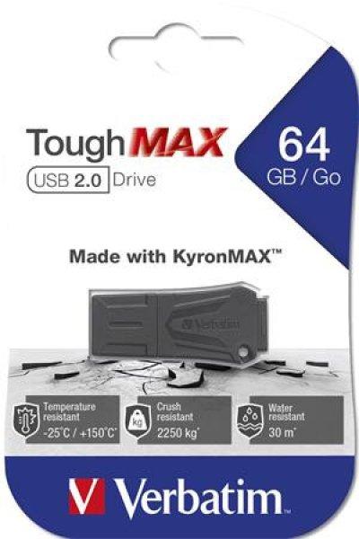 Pendrive, 64GB, USB 2.0, extra ellenálló, VERBATIM "ToughMAX",
fekete