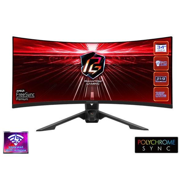 ASROCK PG34WQ15R3A Gaming Monitor 34" VA, 3440x1440, HDMI/Displayport,
2xUSB 3.0, 165Hz, HDR, Hajlított