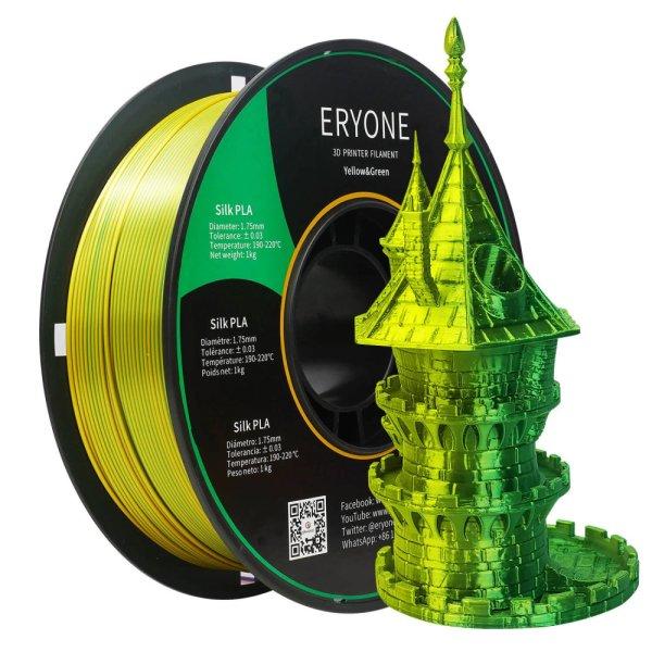 Eryone Silk PLA Dual Color selyemfényű sárga és zöld (yellow & green) 3D
nyomtató Filament 1.75mm, 1kg/tekercs