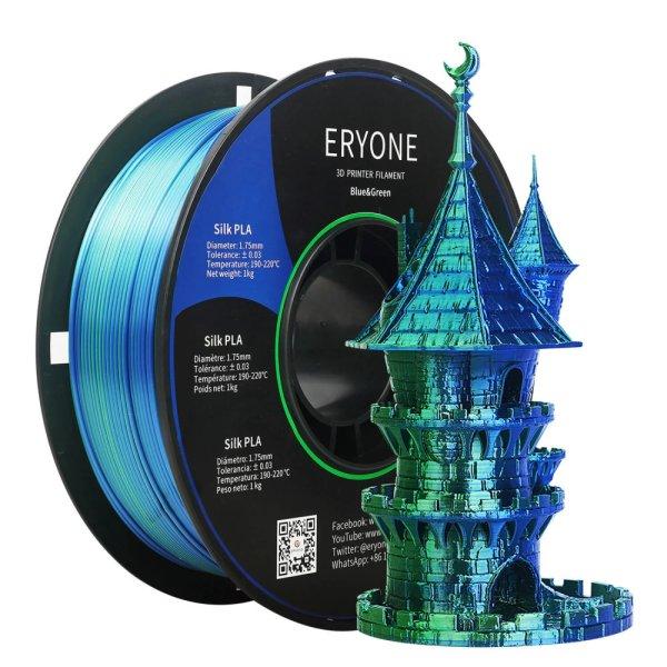 Eryone Silk PLA Dual Color selyemfényű kék és zöld (blue & green) 3D
nyomtató Filament 1.75mm, 3kg/tekercs