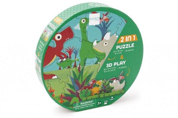 Scratch Europe 2 az 1-ben puzzle és 3D puzzle Dino 