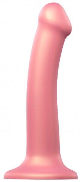 Strap-on-me dildó tapadókoronggal Metallic Shine M (18 cm),rózsaszín