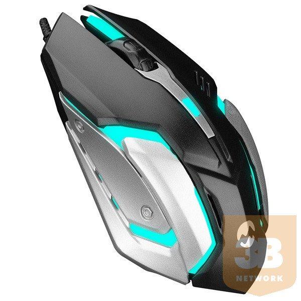 Everest Egér - SM-G72 (1200 DPI, 4gomb, 1,5m kábel, optikai, fekete, RGB LED)