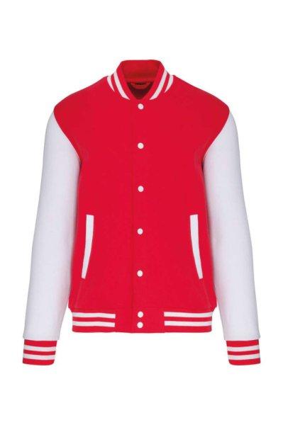 Uniszex vastag patentos pulóver, Kariban KA497, Red/White-XS