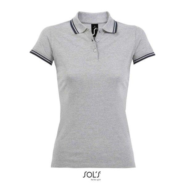 PASADENA Női galléros póló kontrasztos csíkokkal, SOL'S SO00578,
Grey/Navy-2XL