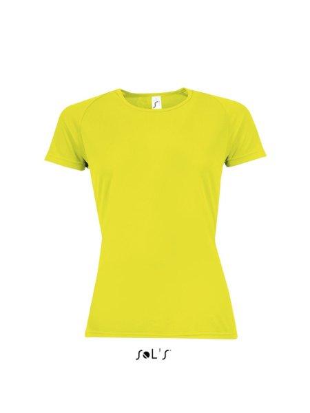 Női raglános rövid ujjú sport póló, SOL'S SO01159, Neon Yellow-XS