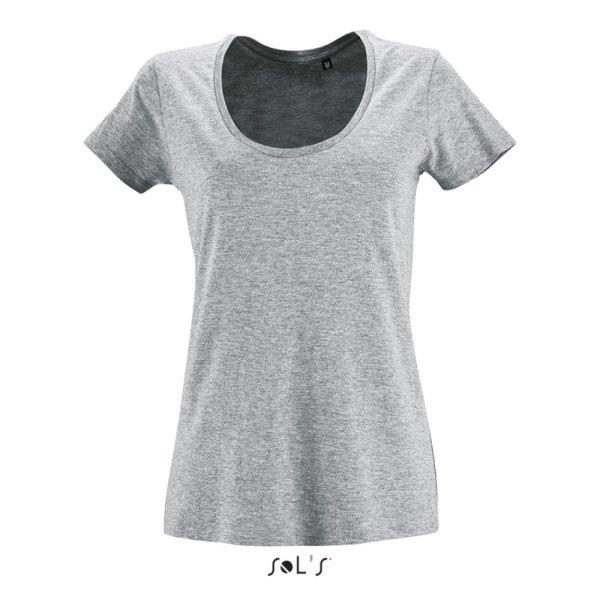Női rövid ujjú környakas póló mély dekoltázzsal, SOL'S SO02079,
Grey Melange-XL