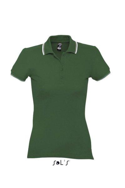 Női PRACTICE rövid ujjú kontrasztcsíkos galléros piké pamut póló,
SOL'S SO11366, Golf Green/White-XL