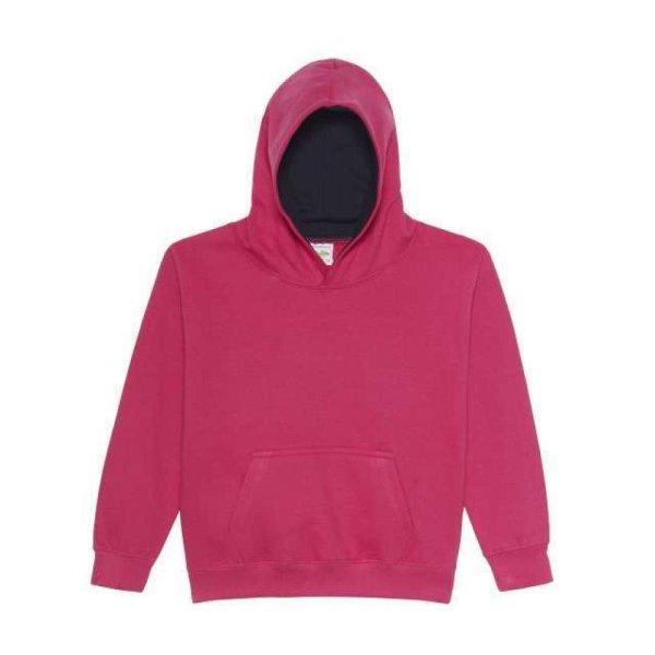Just Hoods Gyerek kapucnis pulóver kontrasztos színű kapucni béléssel
AWJH003J, Hot Pink/French Navy-9/11