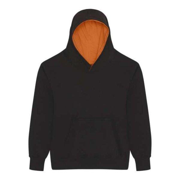 Just Hoods Gyerek kapucnis pulóver kontrasztos színű kapucni béléssel
AWJH003J, Jet Black/Orange Crush-5/6