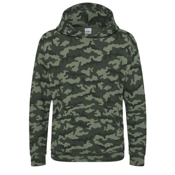 Just Hoods Gyerek terpmintás kapucnis pulóver AWJH014J, Green Camo-M