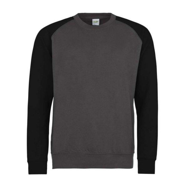 Just Hoods Uniszex baseball környakas pulóver AWJH033, Charcoal Grey/Jet
Black-S