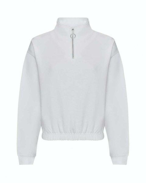 Just Hoods Női 1/4 cipzáras galléros pulóver AWJH037, Arctic White-XXS