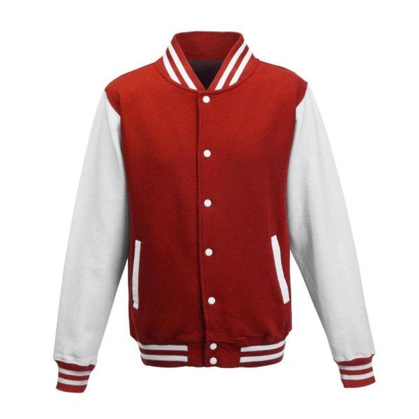 Just Hoods patentos vastag férfi pulóver AWJH043, Fire Red/Arctic White-3XL