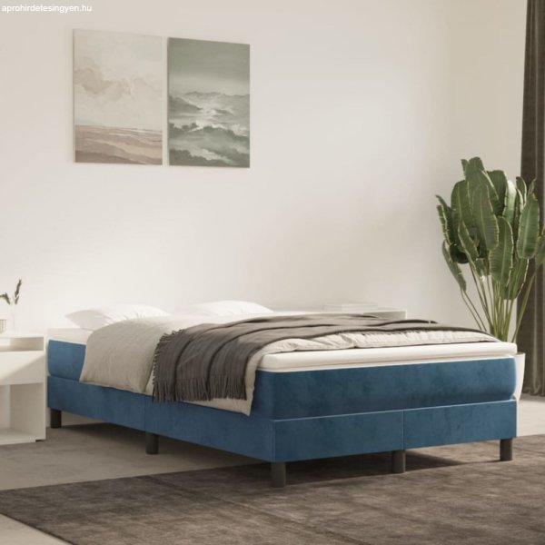 Sötétkék bársony rugós ágy matraccal 120 x 200 cm