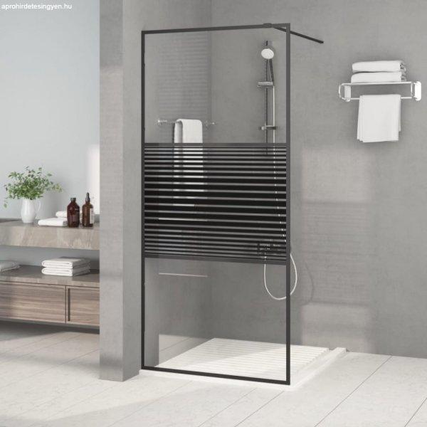 Fekete átlátszó ESG üveg zuhanyfal 90x195 cm