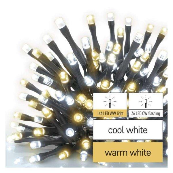 LED karácsonyi fényfüzér, villogó, 18 m, kültéri és beltéri,
meleg/hideg fehér, időzítő